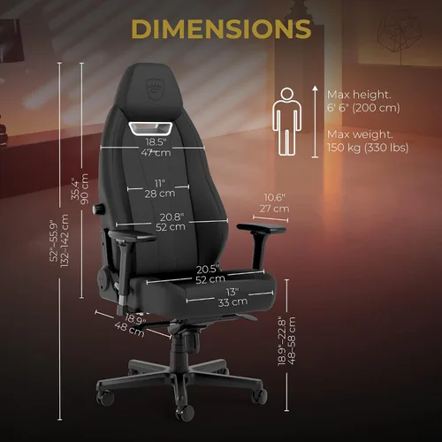 Vista 3 de noblechairs Silla ergonómica Legend para juegos, piel sintética de edición negra