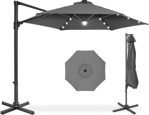 Vista 10 de Best Choice Products Sombrilla de Patio de Mercado Colgante Descentrada con LED Solar de 10 pies para Patio Trasero, Junto a la Piscina, Césped