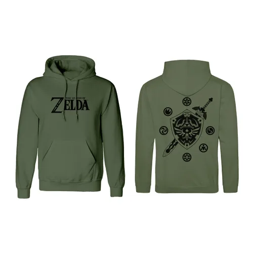 Vista 2 de Sudadera con Capucha Unisex The Legend of Zelda Logo and Shield Verde