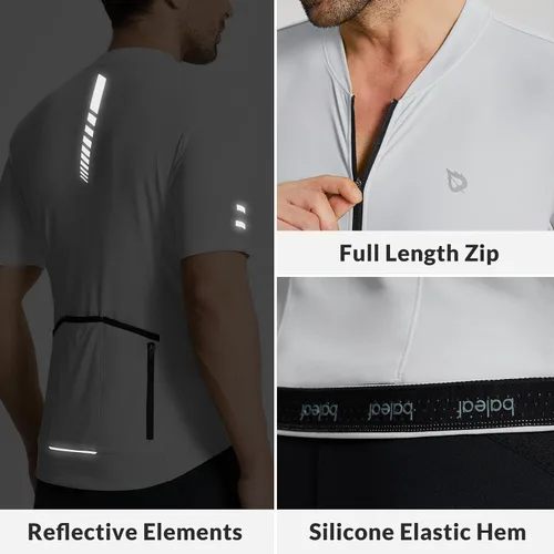 Vista 5 de BALEAF Camiseta de ciclismo para hombre, manga corta, camisetas de ciclismo de bicicleta, camiseta con cremallera completa, 3+1 bolsillos, UPF50+