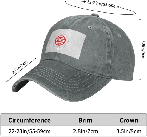Vista 4 de Flag of Satte Saitama Denim Cloth Daddy Hat Baseball Cap Adjustable Black Hat