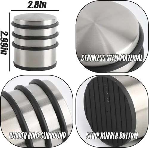 Vista 4 de MEKBOK Tope de puerta de piso resistente, sin taladros, topes de puerta, cuña de goma para puerta, con goma antideslizante, cuña de seguridad