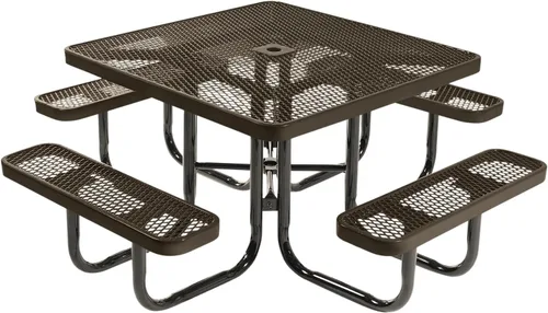 Vista 63 de COATEDOUTDOORFURNITURE Mesa de picnic cuadrada de 46 pulgadas, expandida, color negro
