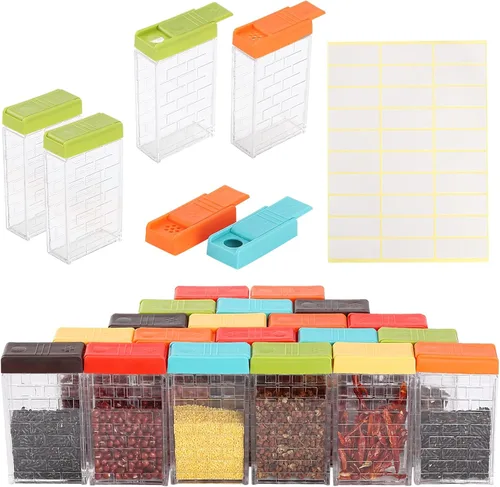 Vista 8 de URALFA Mini salero y pimentero con tapa, coctelero de especias de plástico, para condimentos, recipientes de especias de viaje sin especias