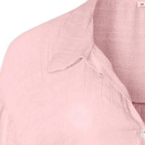 Vista 75 de Camisas de manga larga con botones para mujer, asimétricas, casuales, con cordones, túnica de gran