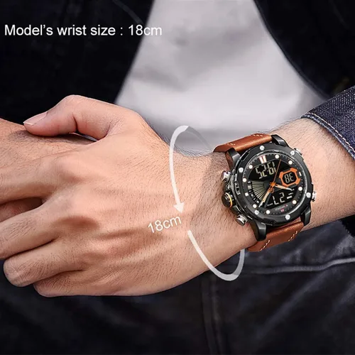 Vista 7 de NAVIFORCE Relojes digitales militares para hombre, analógicos de cuarzo, resistente al agua, luminoso, reloj deportivo de cuero, multifuncional
