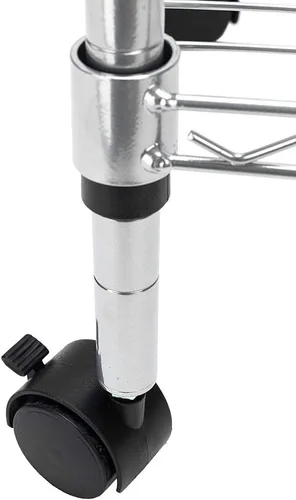 Vista 6 de Estante para panaderos con ruedas, carrito de microondas de cocina con almacenamiento, carrito de alambre ajustable de 4 niveles de altura