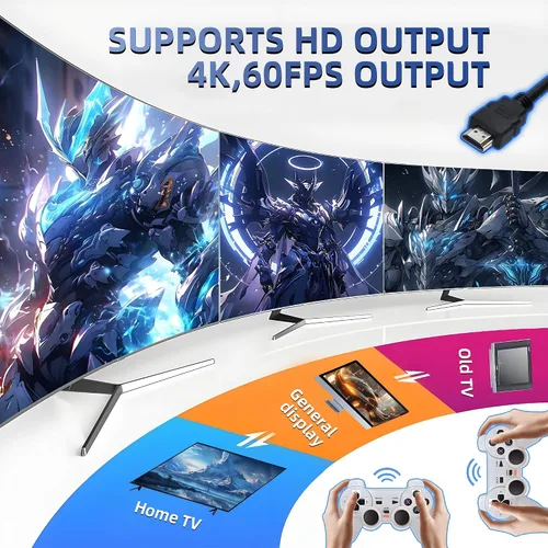 Vista 3 de Y6 Game Stick Retro Videojuegos Consola 4K 128G 10000 juegos Stick con 2.4G Controladores inalámbricos Salida HD Máquina de Juego Portátil Regalo