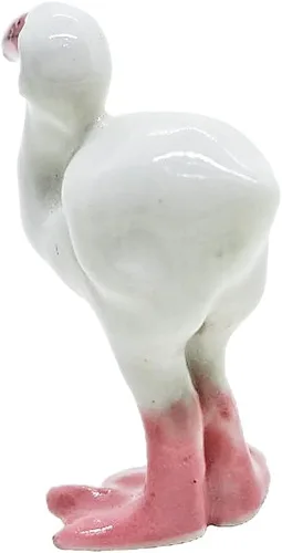 Vista 7 de WitnyStore Pequeña figura de pájaro flamenco de pie rosa y blanco de 1 pulgada de alto, hecha a mano, pájaros de cerámica, animales coloridos