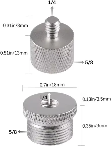 Vista 2 de SAVITA Kit de adaptador de soporte de micrófono incluye 1 pieza 1/4 hembra a 5/8 macho adaptador de rosca de tornillo 1 pieza 5/8 a 1/4 adaptador