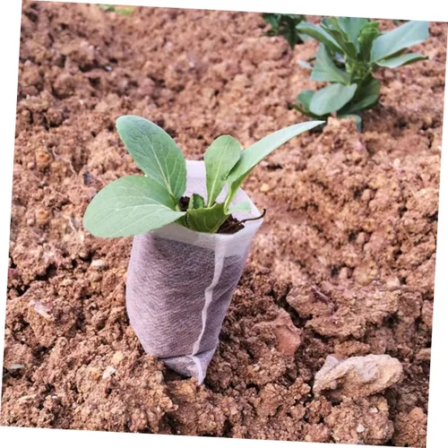 Vista 2 de 200Pcs Biodegradable Non-Woven Plant Grow Bags, Breathable Nursery Pots