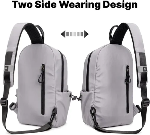 Vista 7 de CANTLOR Bolso bandolera pequeño para hombre, mochila cruzada de viaje, paquete de pecho ligero para exteriores, bolsa de hombro con una correa