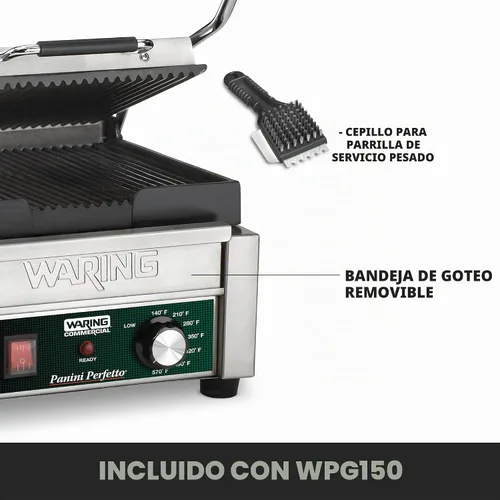 Vista 5 de Waring Prensa Panini con superficie de cocción de 9.75" x 9.25" y 120V