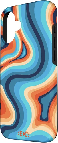 Vista 2 de Funda psicodélica para iPhone 16 Retro Groovy Liquid Swirl Hippie 70's 80's