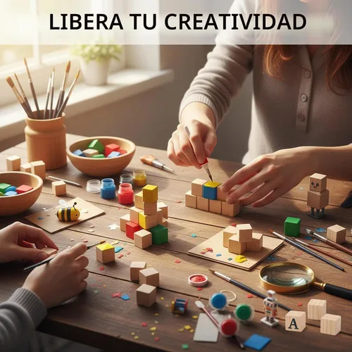 Vista 7 de Bloques de madera para manualidades, cubos de madera sin terminar, bloques cuadrados de madera de pino natural de 1 cm, cubos de madera para artes
