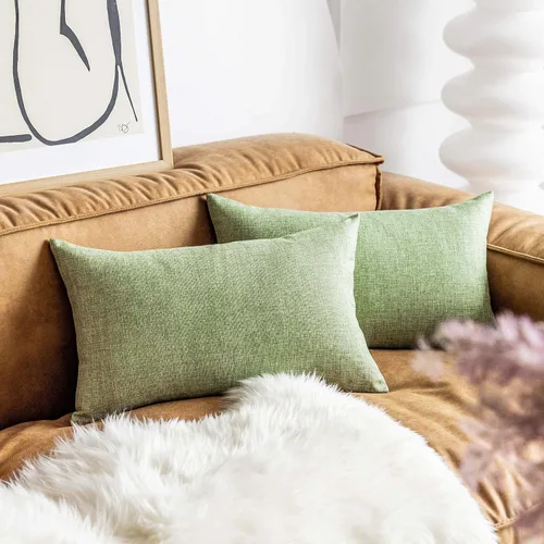 Vista 25 de Fundas de almohada decorativas Demetex grises 18x18, fundas de almohada cuadradas de lino para sofá, fundas de almohada estilo granja para cama