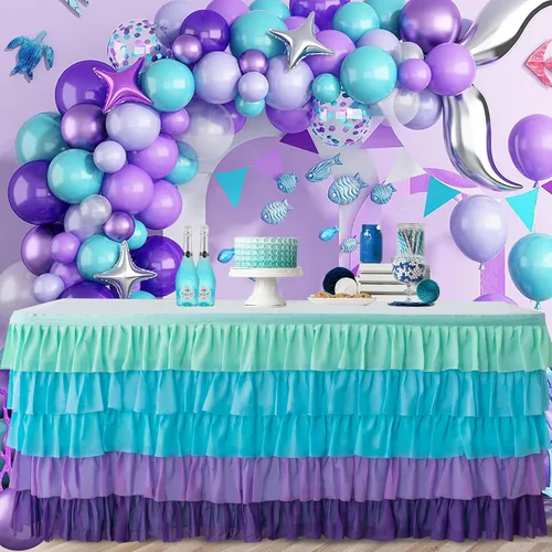 Vista 13 de Falda de Mesa de Tul Negro de 6 pies Falda de Mesa Tutú Para Mesa Rectangular Decoraciones de Fiesta de Cumpleaños Baby Shower Fiestas de Niñas