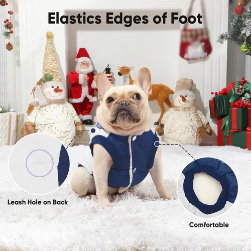 Vista 4 de Vecomfy Sudadera con capucha para perro extra cálida con forro polar en invierno para perros medianos, abrigo para mascotas con capucha, beige