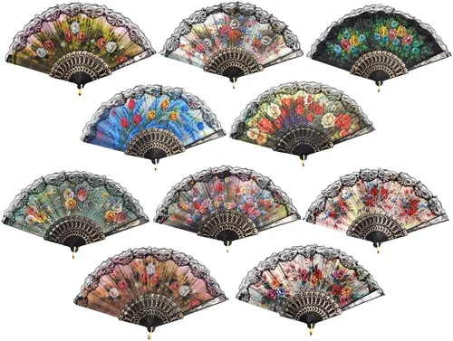 Vista 16 de HUNANBANG 4 abanicos de mano plegables de bambú oriental, solo para adultos, regalo de boda, recuerdos de fiesta, decoración de bricolaje