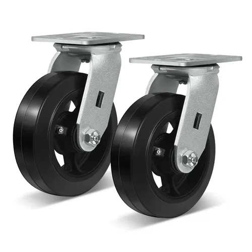Vista 24 de Ruedas resistentes de 4 pulgadas, ruedas industriales de placa con rueda de goma, utilizadas para carrito de herramientas, plataforma, camión