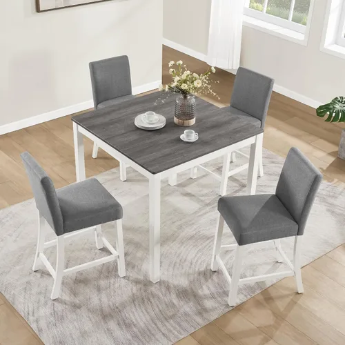Vista 10 de Harper & Bright Designs Juego moderno de mesa de comedor de 5 piezas de madera para 4 - Mesa de cocina cuadrada pequeña de 34.5" y sillas