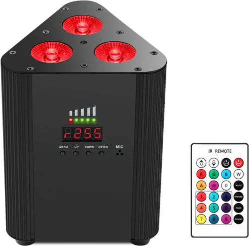 Vista 10 de Luces Par de escenarios alimentadas por batería, LED 4 en 1 RGBW a todo color, 6 horas de funcionamiento en todo color, control remoto y DMX; luces