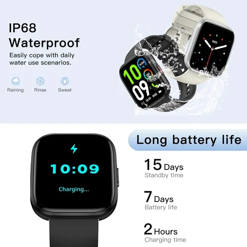 Vista 6 de Relojes inteligentes para hombres y mujeres, contestar/hacer llamadas, reloj de fitness de 1.85 pulgadas con más de 120 modos deportivos, frecuencia