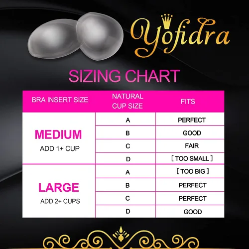 Vista 4 de Yofidra Silicone Bra Inserts and Breast Enhancers, Add 2 Cups, Breathable, Reusable,1 Pair (Soild, L)