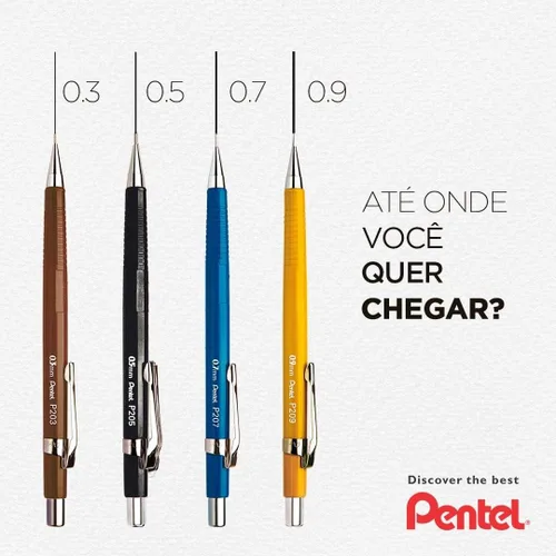 Vista 7 de Pentel 0.012 in P200 Series Portaminas con Barril Marrón