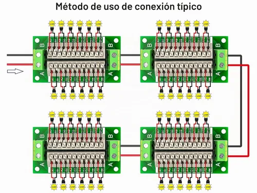 Vista 3 de Módulo de distribución de bloque de terminales de 16 amperios CA/CC, 2x12 posiciones