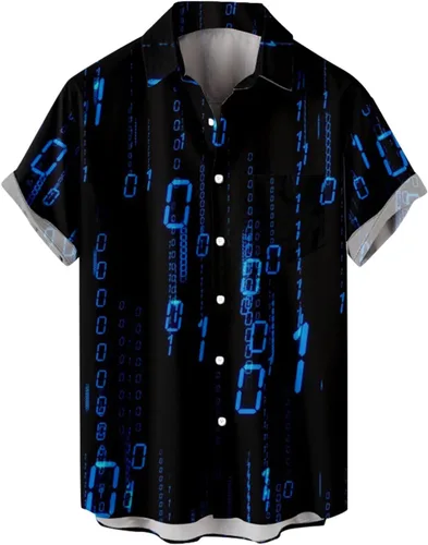 Vista 9 de RTRDE Mens Button Down Summer Shirts Short Sleeve Novelty Graphic Print Casual Hawaiian Beach Shirt, M-4XL