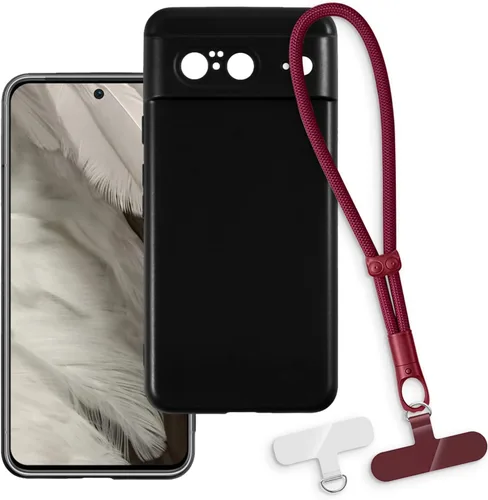 Vista 19 de Estuche y correa de muñeca para Pixel 8 - transparente+negro Funda protectora 2 en 1 para teléfono de 6.2 pulgadas con cordón desmontable y Funda