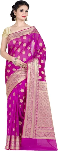 Vista 8 de Chandrakala Banarasi - Sari para mujer con blusa sin costura (1105)