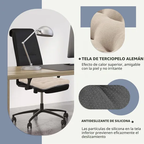 Vista 5 de BUYUE Good Support - Cojín acolchado para silla de oficina, terciopelo suave, cómodo, antideslizante, para escritorio de computadora, silla de Beige