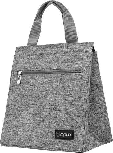 Vista 12 de opux Bolsa de almuerzo tipo tote para mujeres, lonchera aislada tipo tote para niñas, niños, adultos, escuela y trabajo, bolsa de almuerzo