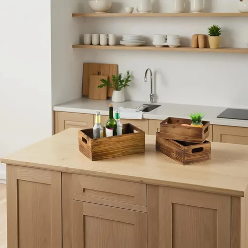 Vista 3 de Juego de 3 cajas de madera de granja, cajas de madera para exhibir Estilo 1
