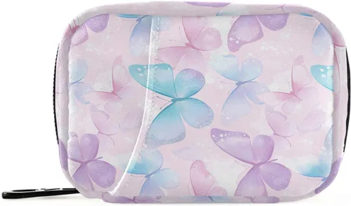 Vista 19 de Bolsa organizadora de medicamentos de viaje con bandera estadounidense con compartimentos interiores y cremallera segura para mujeres, hombres