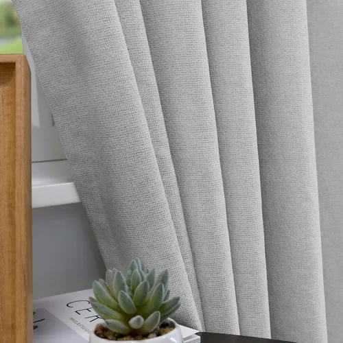 Vista 6 de LUSTROWIN Cortinas plisadas francesas de lino sintético con textura personalizada para dormitorio, cortinas opacas, cortinas de ventana para sala