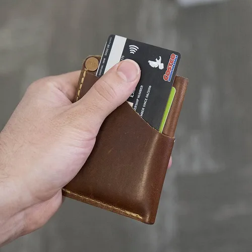Vista 5 de Rustico Wave Wallet, Cartera de cuero para hombre, Café Oscuro, billetera estilizada