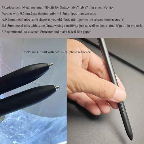 Vista 2 de (2+1 unidades). Punta de repuesto para lápiz capacitivo Tab S7, puntas de metal de repuesto para Galaxy Tab S7, Tab S7 Plus, Tab S7 Fe.