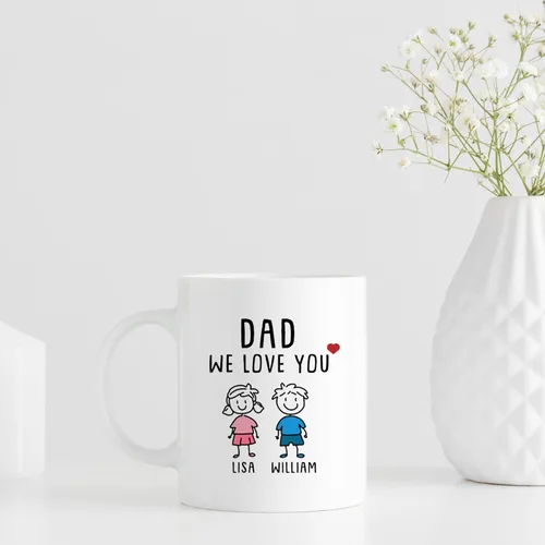 Vista 3 de Regalos personalizados para papá de hija e hijo, taza divertida del día del padre, regalos personalizados para el día del padre, divertida taza