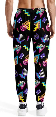 Vista 7 de Divertidos pantalones deportivos de los años 80 para hombre, pantalones casuales de correr con cordón y bolsillos, traje de los años 90 para hombre