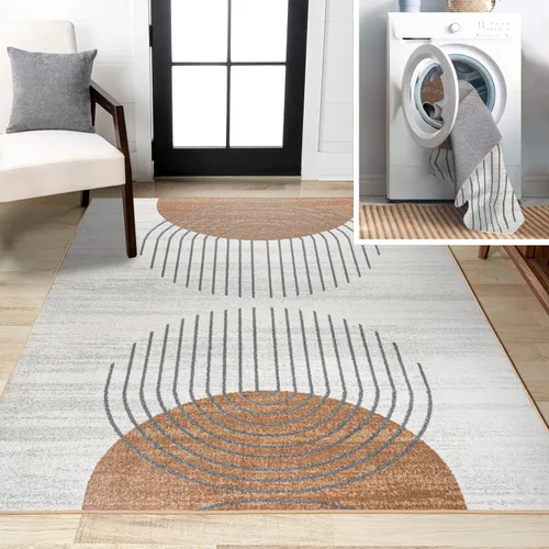 Vista 16 de JONATHAN Y Alfombra de interior lavable a máquina color crema/multi 3X5 pies, estampado de algas abstracto glam botánico para sala de estar