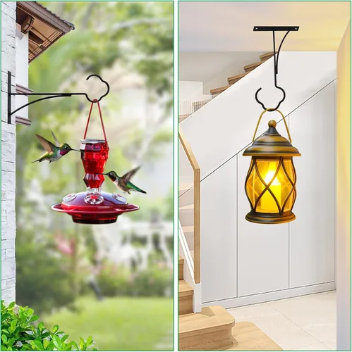 Vista 4 de SNAIL GARDEN Soporte para plantas colgantes, paquete de 2 perchas colgantes para plantas al aire libre con tornillos, ganchos de metal para plantas