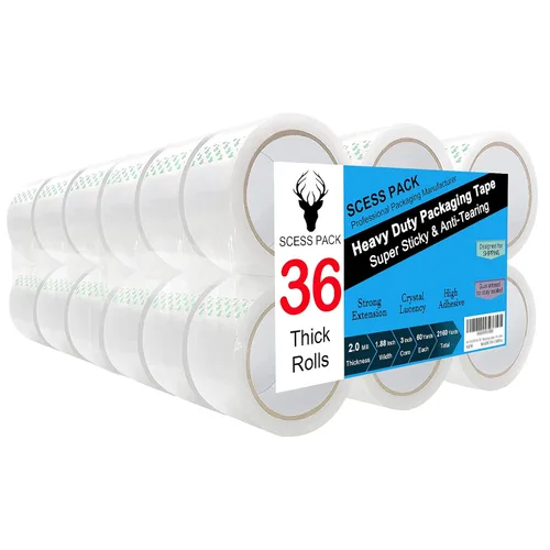 Vista 9 de Cinta de embalaje (18 rollos), 2.7 mil, cinta de embalaje resistente para envío y sellado en movimiento, 1.88 pulgadas x 60 yardas por rollo, total