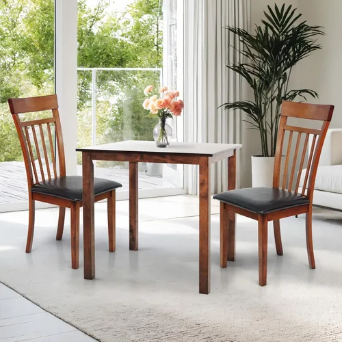 Vista 9 de Juego de cocina de comedor de 3 piezas, mesa cuadrada y 2 sillas cálidas en acabado negro espresso