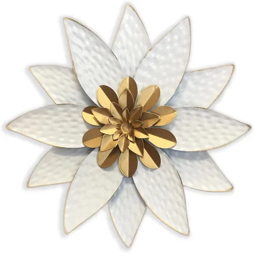 Vista 13 de Decoración artística de pared de flores de metal azul, escultura floral rústica moderna de 9.5 pulgadas, decoración desgastada para colgar