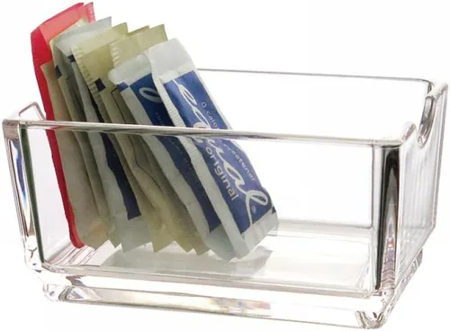 Vista 2 de Sizikato 2pcs Clear Acrylic Sugar Packet Holder Square Tea Bag Bowl, 4.3 Pulgadas 2 pzas