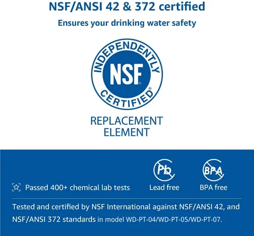 Vista 5 de Waterdrop WD-PF-01A Plus Filtros de repuesto certificados NSF para todos los sistemas de filtración Waterdrop para jarras y dispensadores, reduce