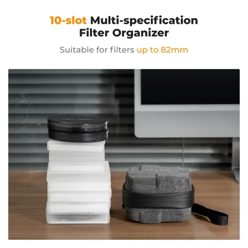 Vista 6 de K&F CONCEPT Estuche para Filtros de Lente 10 en 1, Funda de Filtro de Cámara de Cáscara Dura Hasta 82mm con Correa de Mano, Billetera